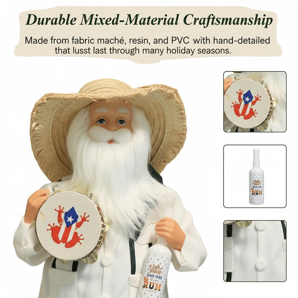🔥Limited Edition, Only 100 Sets Left! - 🎄🎅Puerto Rican Santa Claus – Coquito & Tambor Holiday Decor🎶