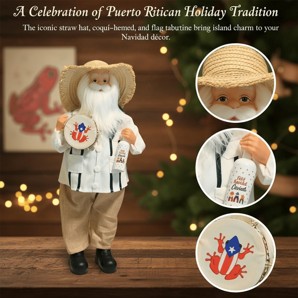 🔥Limited Edition, Only 100 Sets Left! - 🎄🎅Puerto Rican Santa Claus – Coquito & Tambor Holiday Decor🎶