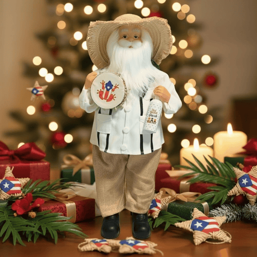 🔥Limited Edition, Only 100 Sets Left! - 🎄🎅Puerto Rican Santa Claus – Coquito & Tambor Holiday Decor🎶