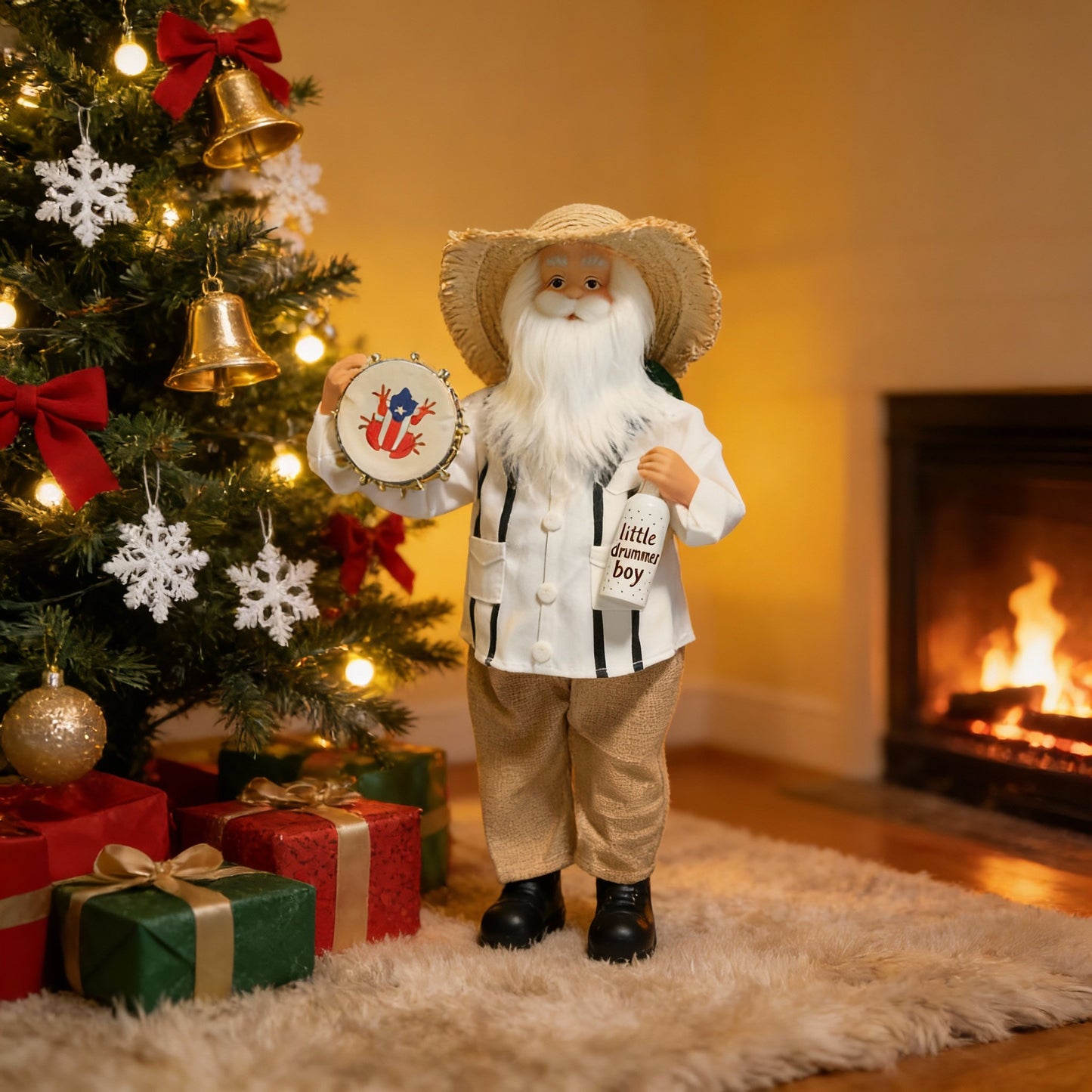 🔥Limited Edition, Only 100 Sets Left! - 🎄🎅Puerto Rican Santa Claus – Coquito & Tambor Holiday Decor🎶