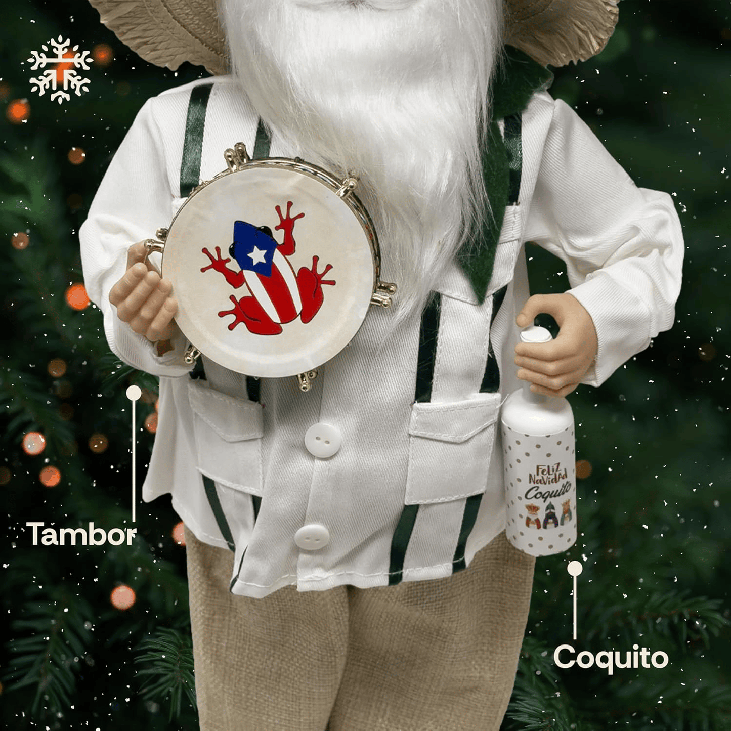 🔥Limited Edition, Only 100 Sets Left! - 🎄🎅Puerto Rican Santa Claus – Coquito & Tambor Holiday Decor🎶