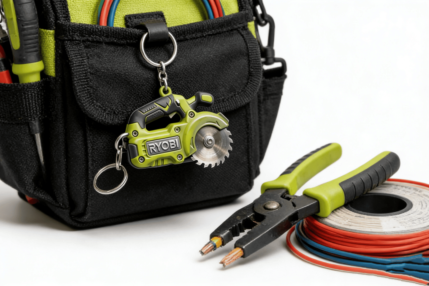 🪚2-in-1 Ryobi-Inspired Mini Saw Keychain: Real Micro Cutting Tool + Tool Enthusiast Collectible