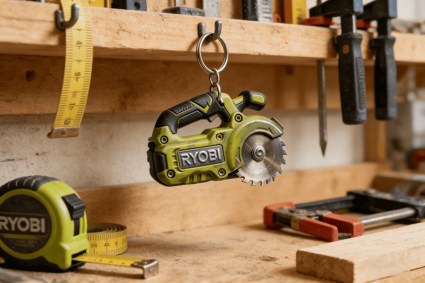 🪚2-in-1 Ryobi-Inspired Mini Saw Keychain: Real Micro Cutting Tool + Tool Enthusiast Collectible