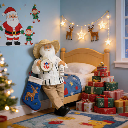 🔥Limited Edition, Only 100 Sets Left! - 🎄🎅Puerto Rican Santa Claus – Coquito & Tambor Holiday Decor🎶