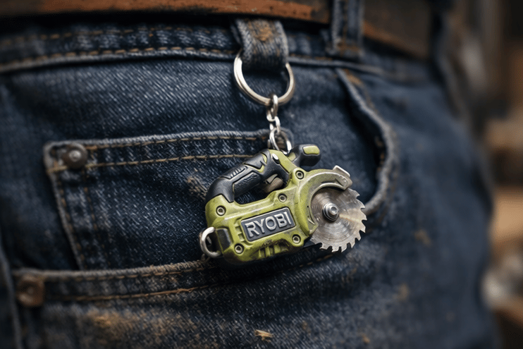 🪚2-in-1 Ryobi-Inspired Mini Saw Keychain: Real Micro Cutting Tool + Tool Enthusiast Collectible